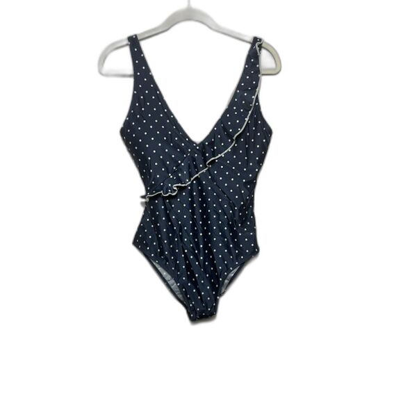Summersalt Swimsuit Women's Size 10 Navy White polkadot modest ruffle one piece - Picture 1 of 4